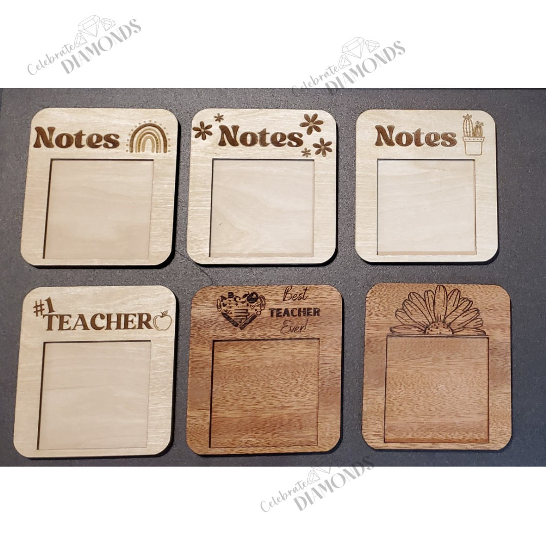 Small Sticky Notes Holder (Engraved designs)
