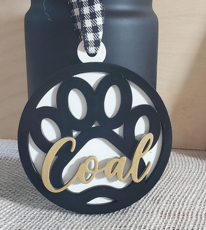 Personalized Dog Paw Christmas Ornament 4"