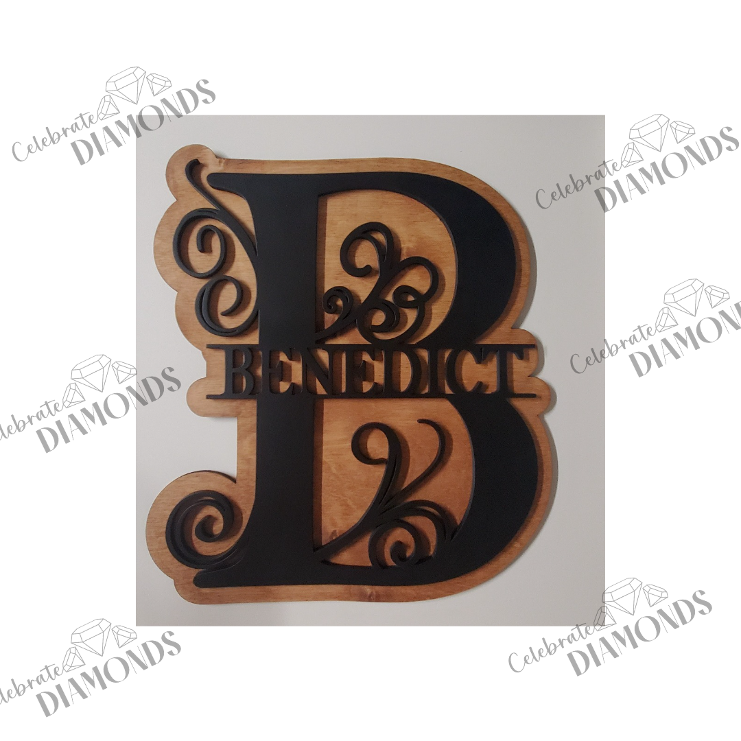 Wood Family Name Monogram Sign From $25.00