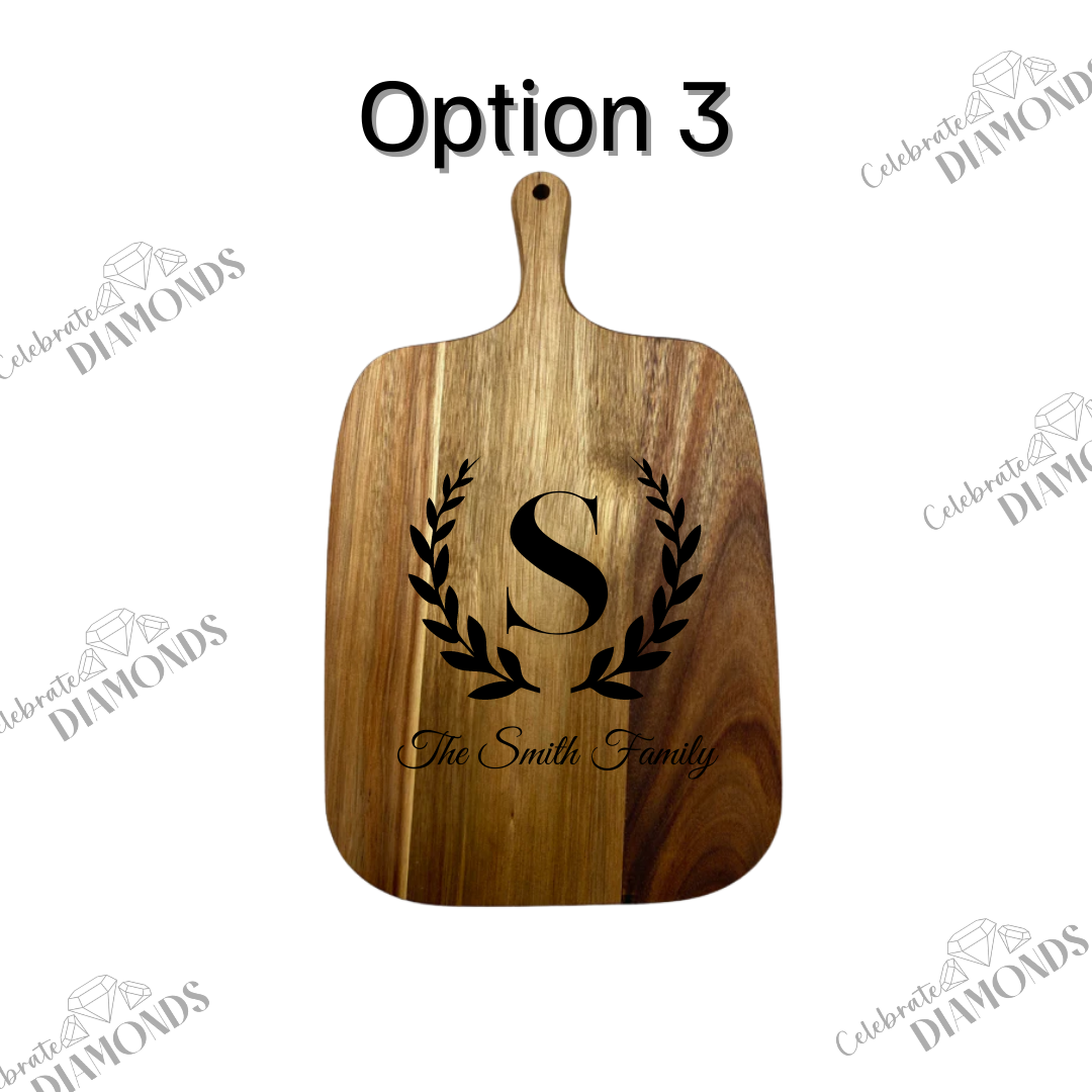 Engraved 10" Acacia Serving Board featuring Family Name