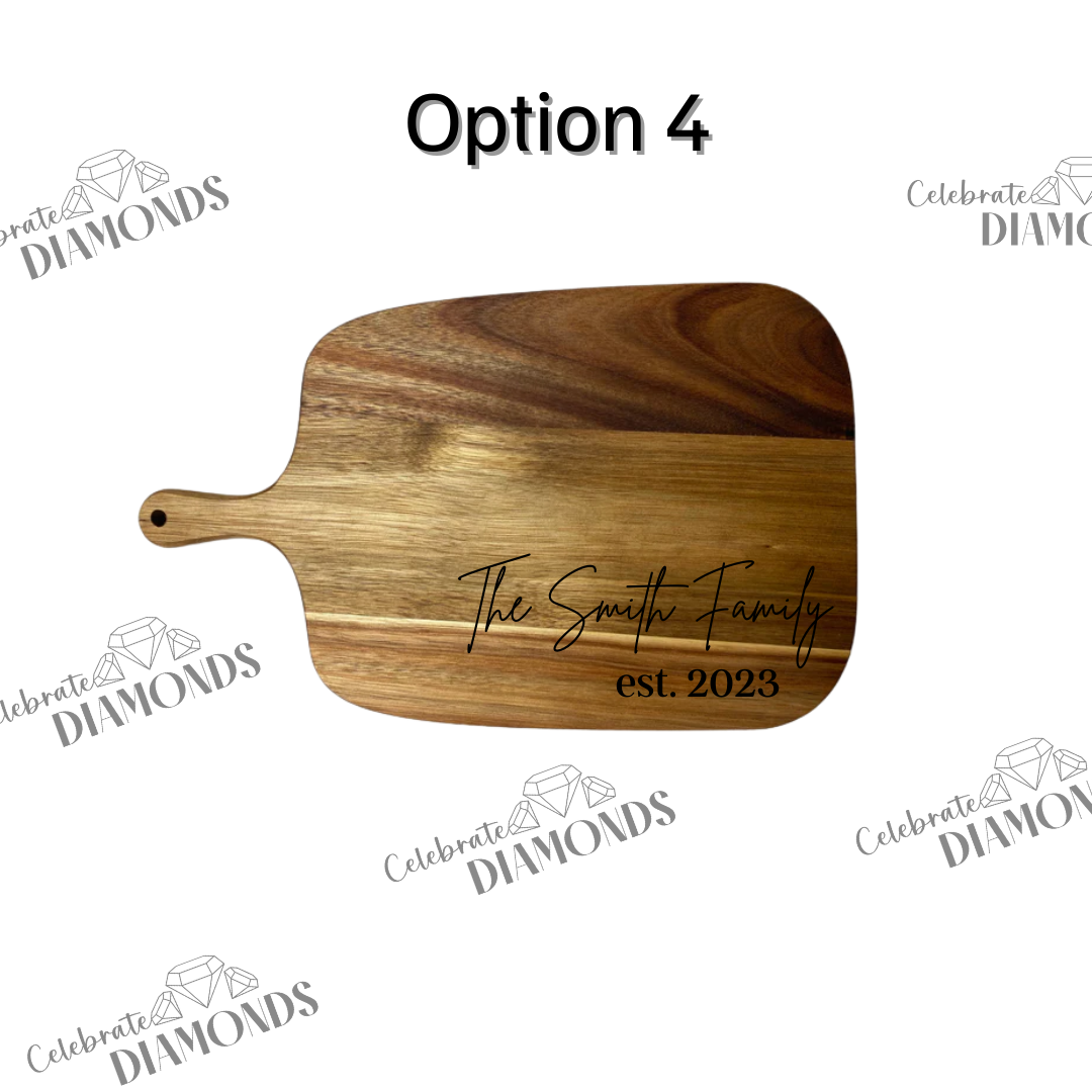 Engraved 10" Acacia Serving Board featuring Family Name
