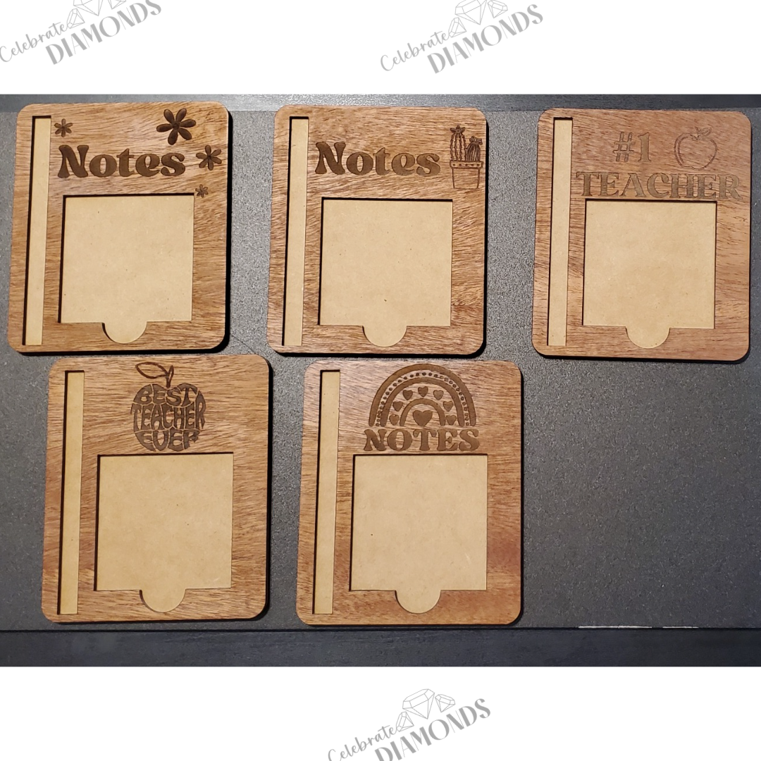 Sticky Notes Holder + Pen Slot (Engraved designs)