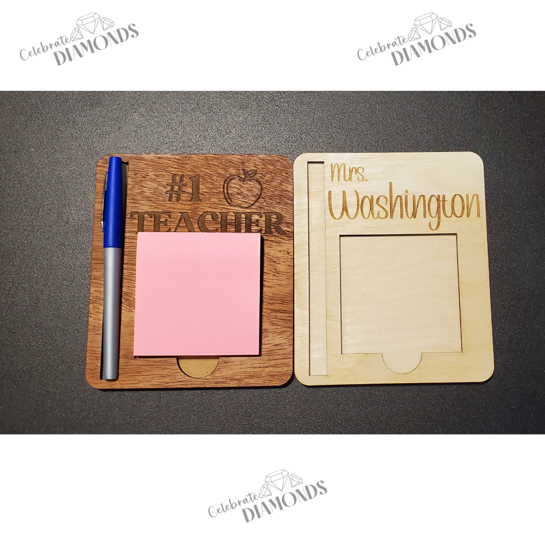 Sticky Notes Holder + Pen Slot (Engraved designs)