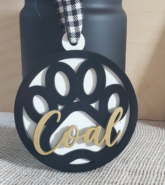 Personalized Dog Paw Christmas Ornament 4"