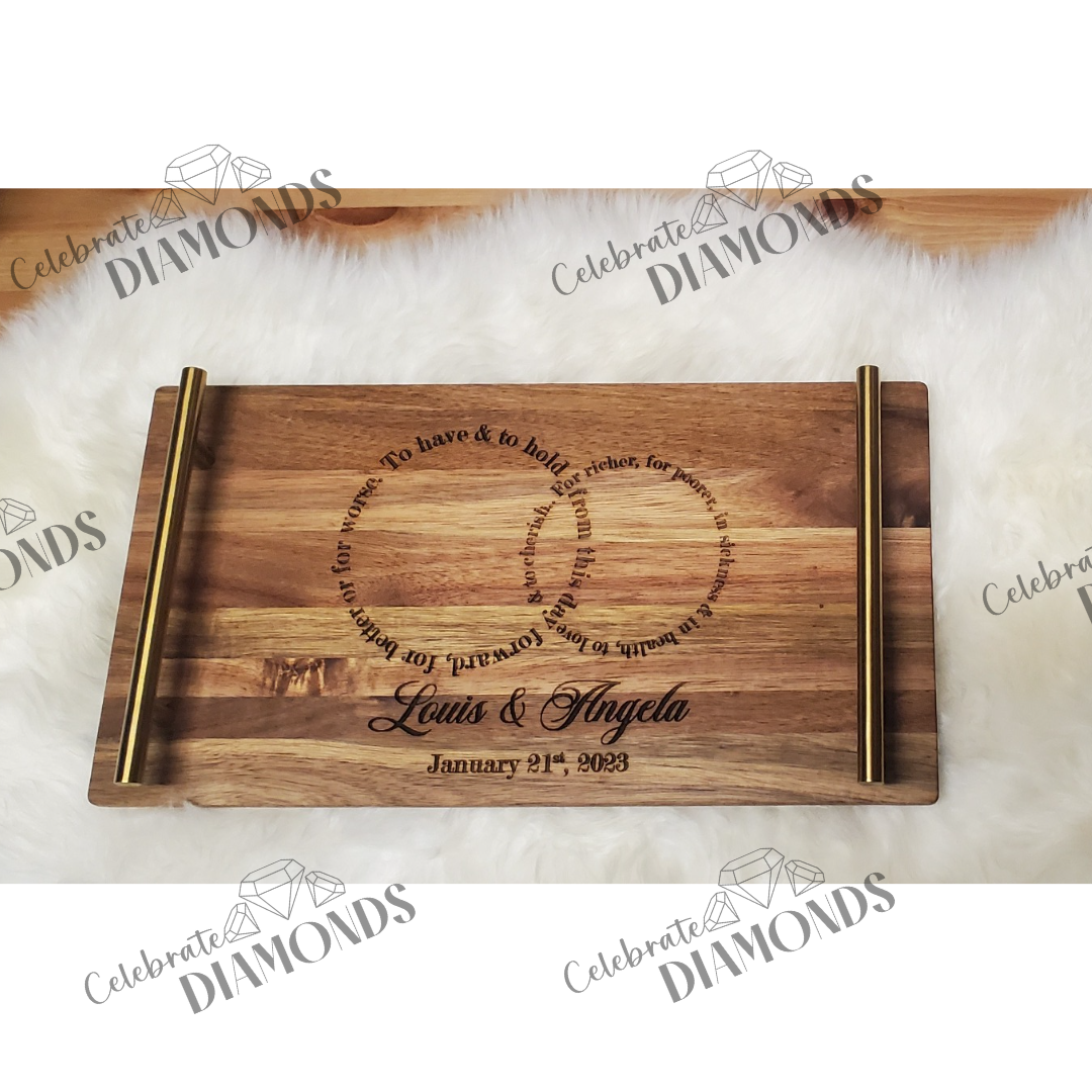 Wood Serving Tray + Handles featuring Wedding Vows